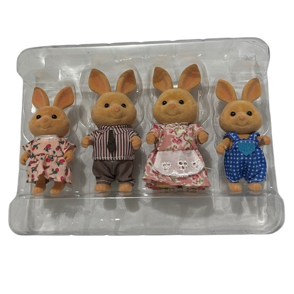 Pompon Town Brown Rabbit Family x 4 Pieces Figurines - Picture 5 of 14